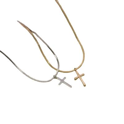 China Fashion Vintage Cross Charm Stacking Necklace 18K Gold Plated Tasty Cross Necklace Jewelry For Gifts for sale