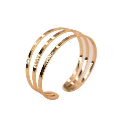 China TRENDY Multi Line Simple Design Copper Bangles Charm Bangle Women Gold Bangles For Ladies Layered Cuff Bangle for sale