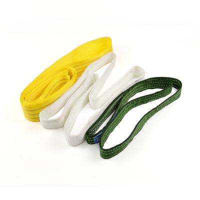 China Endless Polyester Webbing Sling Weight Lifting Flat Belt Ring Sling Goods for sale