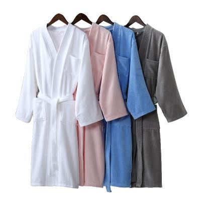 China High Quality Fashion Solid Soft Bathrobes Thermal Relieve Custom 100% Cotton Ladies Man Bathrobes for sale