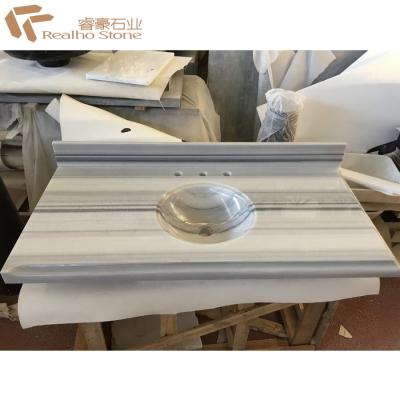 China Customized Marmara White Marble Vanity Top with Sink for sale