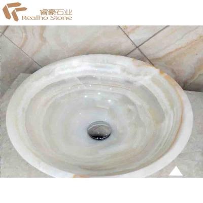 China Customized Round White Onyx Bathroom Sink for sale