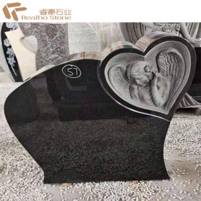 China Direct Factory Price Indian Black Tombstone With Heart Design for sale