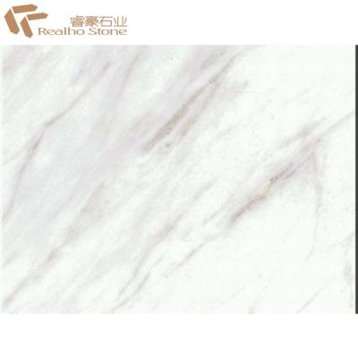 China Volakas white Marble slab of cross cut in stock polished for sale