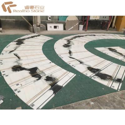 China Water jet cutting of panda white marble polished for sale