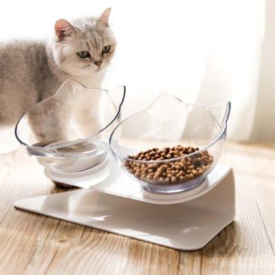 China Sustainable Plastic Eco Supplies Double Deluxe Sublimation Raised Water Food Cat Dog Pet Feeder Bowl for sale