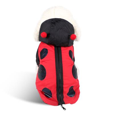 China Free Sample Christmas Halloween Ladybird Sustainable Design Cotton Pet Clothes With Zipper For Small Dog And Cat Cute Dog Clothing for sale