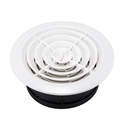 China Modern ABS Air Heating Cooling Air Vent Ceiling Grill Cover Round Diffuser With Adjustable Dampers for sale