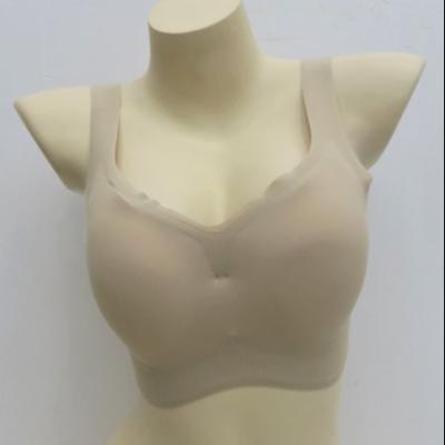 China Lady Seamless Stretched One Piece Bra Women Pure Color Plus Cup Bra Tops Large Size Full Cup Ultrathin Sports Bra for sale