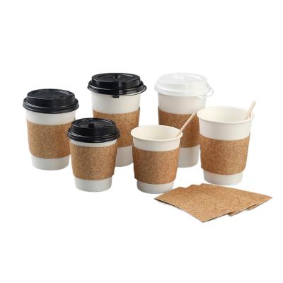 China Recyclable 12pz 16oz Disposable Paper Cups customized hot coffee paper cup with sleeves and lid for sale