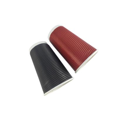 China Disposable Disposable ripple double wall paper coffee cups with lids for sale