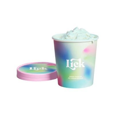 China Recyclable Packaging Paper Cups Custom Disposable Printed Paper Ice Cream Bowl Cups Box Packaging for sale