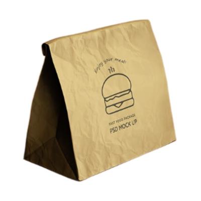 China Recycled Materials Top-ranking Product Wholesale Custom Logo Eco Friendly Fast Food Take Away Kraft Paper Bag for sale