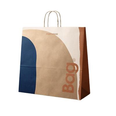 China Recycled Materials custom   kraft paper bag for Shopping printing packaging for clothes for sale