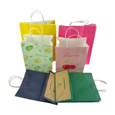 China Recycled Materials Custom Printing Brown Kraft Shopping Paper Bag With Handles for sale