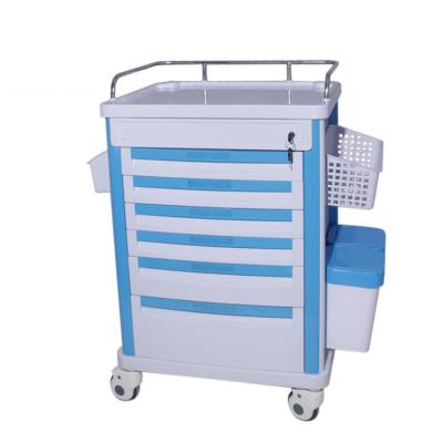 China BT-MY005 ABS modern cheap plastic mobile medicine cart medical clinical drug cart with 5 drawer, bucket price for sale