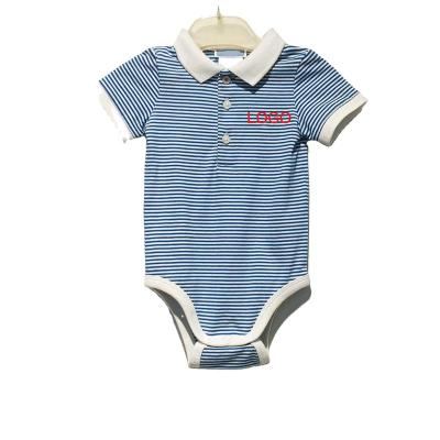 China Cheap And High Quality Comfortable Stripe Spring Summer Polo Collar Button Lapels Baby Kids Romper for sale