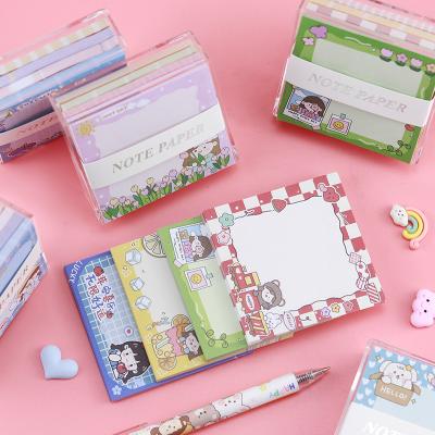 China 200 Pieces Self Adhesive Cartoon Note Paper In Box Acrylic Clear Non-sticky Note Paper Student Office Note Hand Account Paper for sale