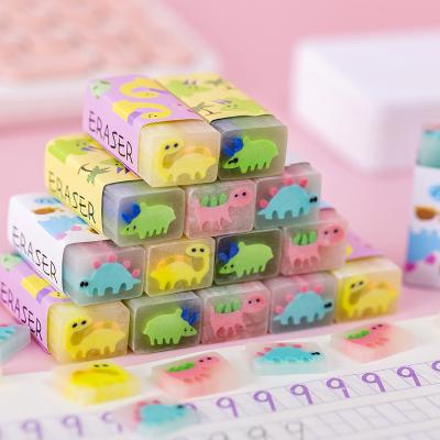 China Kindergarten Office Eraser Jelly Sandwich Eraser Elementary School Students Translucent Pencil Eraser Cartoon Scented Rubber Dinosaur Small for sale