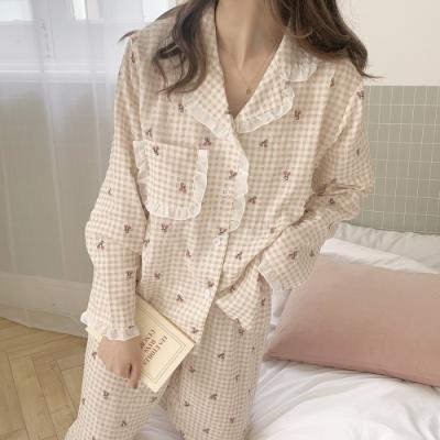 China 2021 breathable new autumn and winter Japanese soft soft pajamas two sets of women's home use set for sale