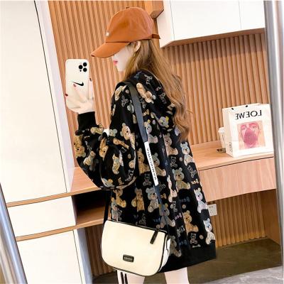 China 2021 new fashion Korean anime cartoon loose mid length sweater plus size loose hooded women QUICK DRY for sale