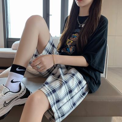 China Women Lounge Wear Summer Plaid Casual Shorts Breathable Beach Sleeve and Drawstring Shorts for sale