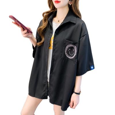 China Plus Size Ladies Anti-Pilling Blouses Collar Single Breasted Shorts Sheaths Comfortable Couples Clothing Shirt Women for sale