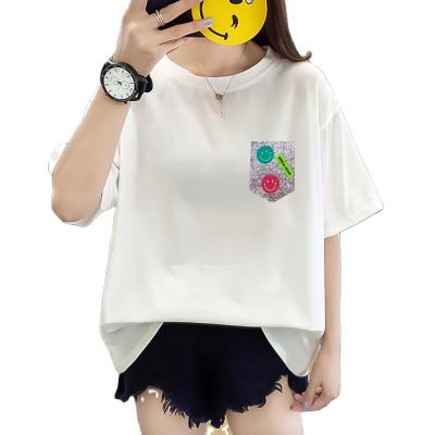 China Hot Drilling Face Sequin Fabric Dress 150 Smile Length Viable Plus Size Women's T-shirts for sale