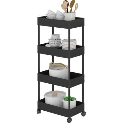 China Bathroom Backup Storage Kitchen Tier Space Removable Metal 4 Trolley 4 Color Can Choose for sale