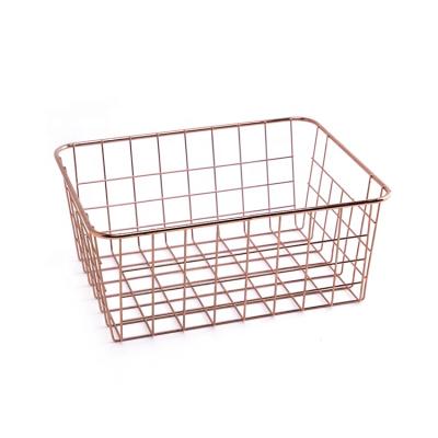 China Multifunctional Decorative Metal Iron Home Kitchen Bathroom Art Storage Wire Mesh Basket Viable for sale