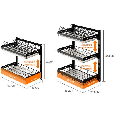 China Sustainable Kitchen Wall Mounted Stainless Steel Dish Rack No Drilling Tableware Organizer for sale