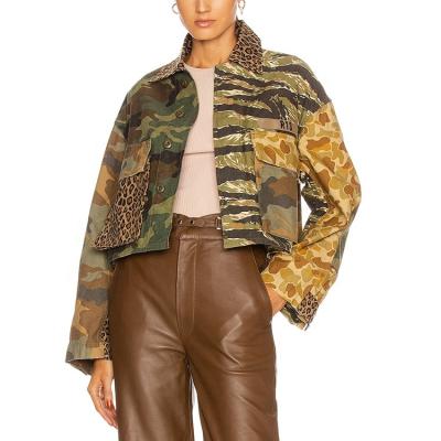 China 2020 QUICK DRY Common Fashion Long Sleeve Leopard Women Crop Camouflage Jacket for sale