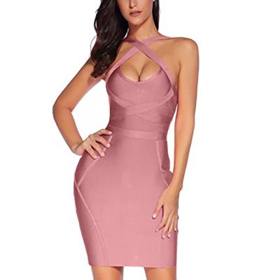 China Anti-Static Hot Sexy Photos Without Dress Party Wear Bandage Bodycon Strap Dresses for sale