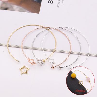 China CLASSIC Wholesale 925 Sterling Silver Accessory Opened Bracelet With Star Pentagon Screw For Jewelry Making for sale