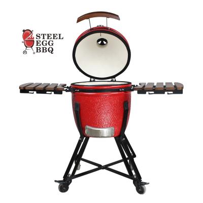 China SEB KAMADO/18inch Height Garden BBQ Camping Stove Red Color BBQ Adjustable Charcoal Grill Smokers Outdoor Egg Shape Hot Sale Adjustable Grill for sale