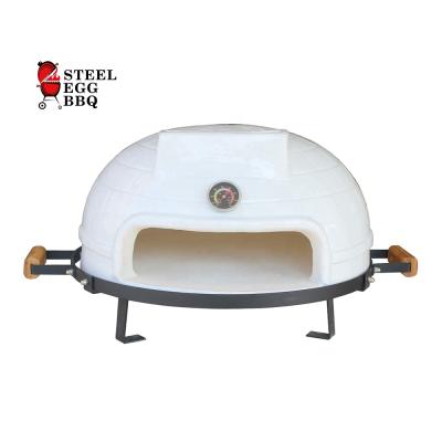 China SEB 21 Inch Large Classic White Portable Outdoor Clay Kitchen High Temperature Wood Fired Pizza Oven for sale