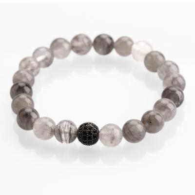 China Fashion Charm Jewelry Gray Agate Bead Bracelet Custom Gemstone Stone Beaded Bracelet Women For Gift for sale