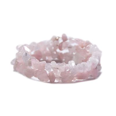 China Chips Bracelet Rose Quartz Bracelet Gemstone Chips Crystal Beaded Gravel Stone Vintage Double Layer Bracelet for sale