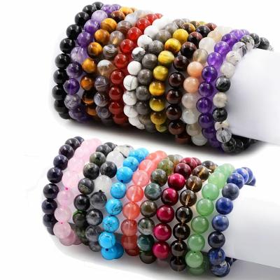 China CLASSIC Natural 8mm Bead Stone Bracelet Healing Crystal Gemstone Yoga Energy Stone Bracelet For Women Men for sale