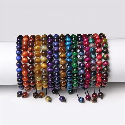 China FASHIONABLE Colorful Natural Adjustable Stone Tiger Eye Stone Beaded Mens Tiger Eye Stone Beaded Braid Bracelet for sale