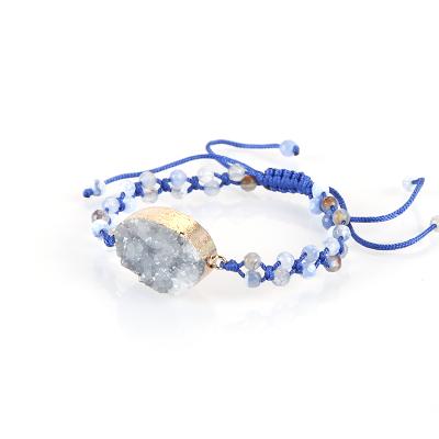 China Blue Beads Bracelet, Women's Macrame Agate Fashion Druzy Agate Bracelet for sale