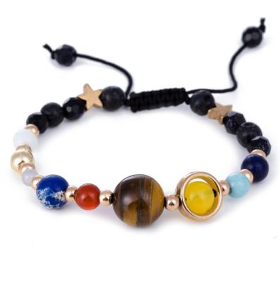 China Rope Universe Galaxy The Eight Planets In The Solar System Guardian Star Women Men Bracelet Natural Stone Beads Bracelet for sale