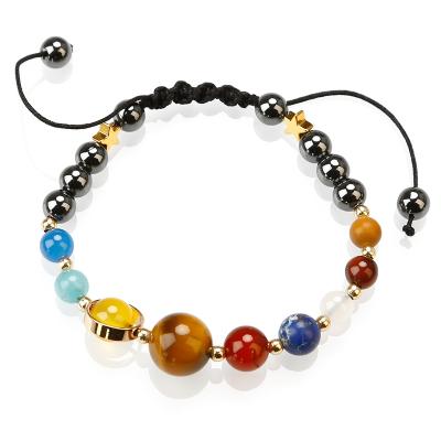 China Braided Stone Rope String Planet Stone Bead Bracelet Weaving Solar System Bracelet for sale