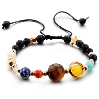 China Guardian Stone Star Solar System Planets Galaxy Eight Universe Natural Stone Beads Bracelet for Men and Women for sale