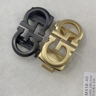 China Light Golden Anti Brass Metal Clip Belt Buckle 25mm 35mm 40mm Width for sale