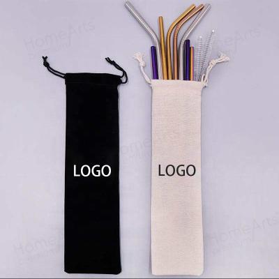 China Viable Custom Printed Colorful Metal 304 Stainless Steel Drinking Straws With Cleaning Brush And Bag for sale