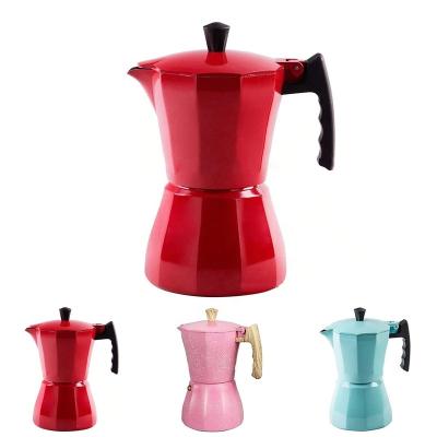 China 2022 New Design Viable Espresso Coffee Maker Machine Portable Aluminum Mocha Pot With Wooden Handle For Kitchen for sale