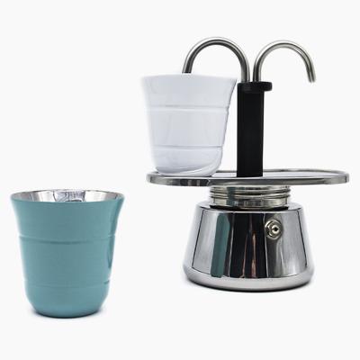 China Best Viable Quality 2 Cup Double Espresso Machine Mini Stainless Steel Tube Moka Pot Espresso Coffee Maker for sale