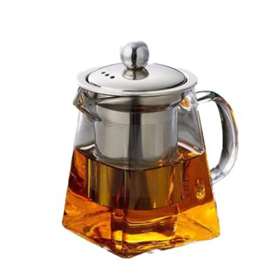 China New Design Stored Square Shape Pyrex Glass Teapot 750ml for sale