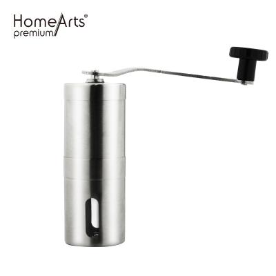 China Viable Stainless Steel Portable Coffee Grinder Hand Crank Speed ​​Grinding Coffee Grinder with Spoon Brush for sale